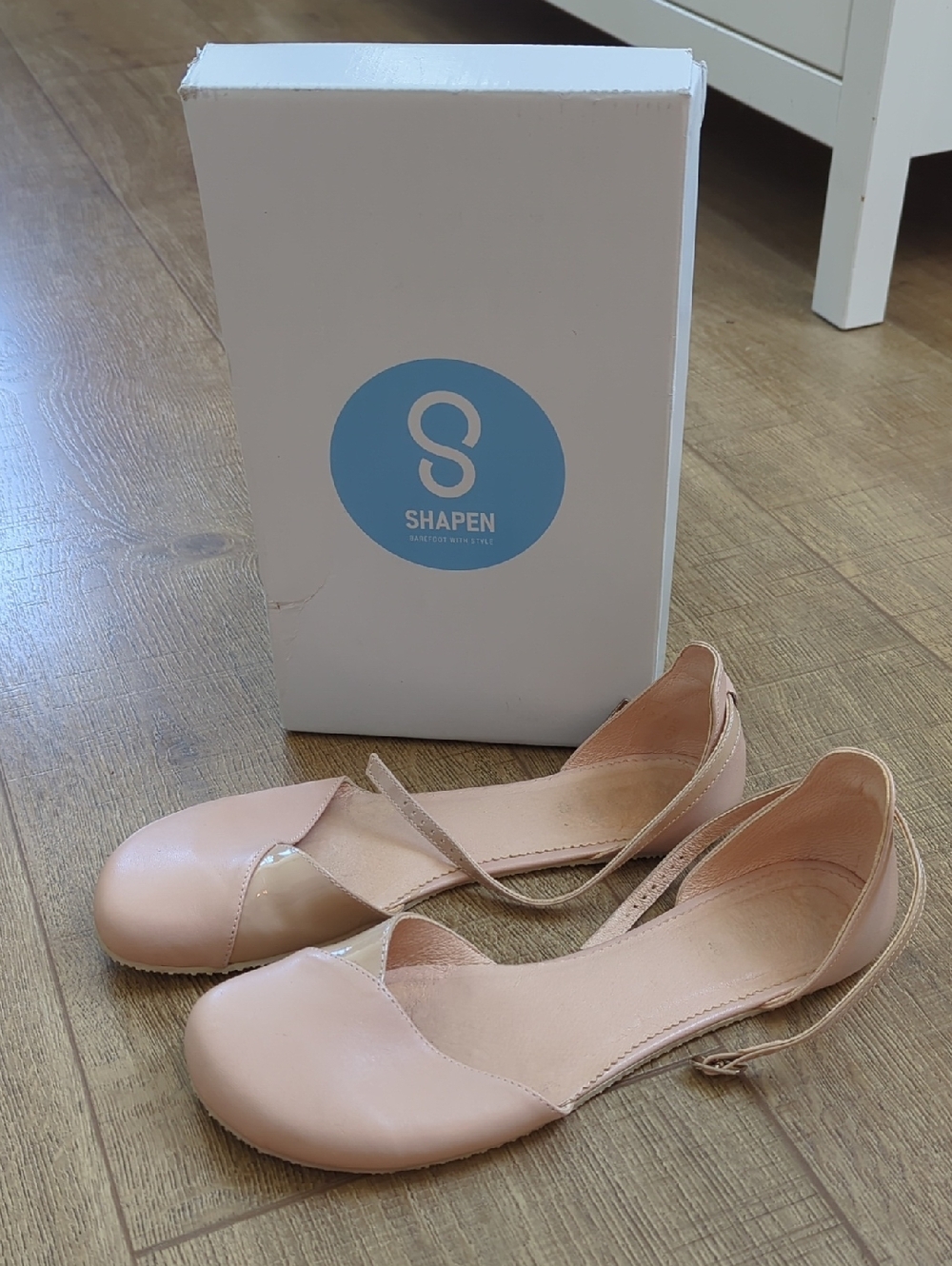 Shapen Women’s Pink Nude Poppy Flats with Ankle Straps